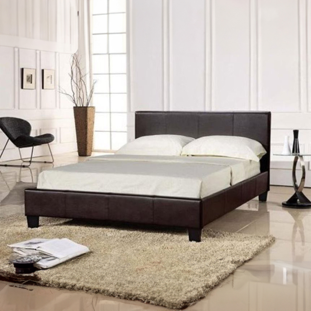 Brooklyn Double Brown Faux Leather Storage Bed Frame Image 1