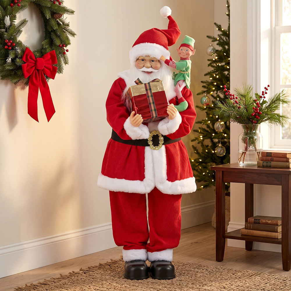 HOMCOM Singing and Dancing Santa Claus with Elf Gift Box Christmas Decoration 4ft Image 5