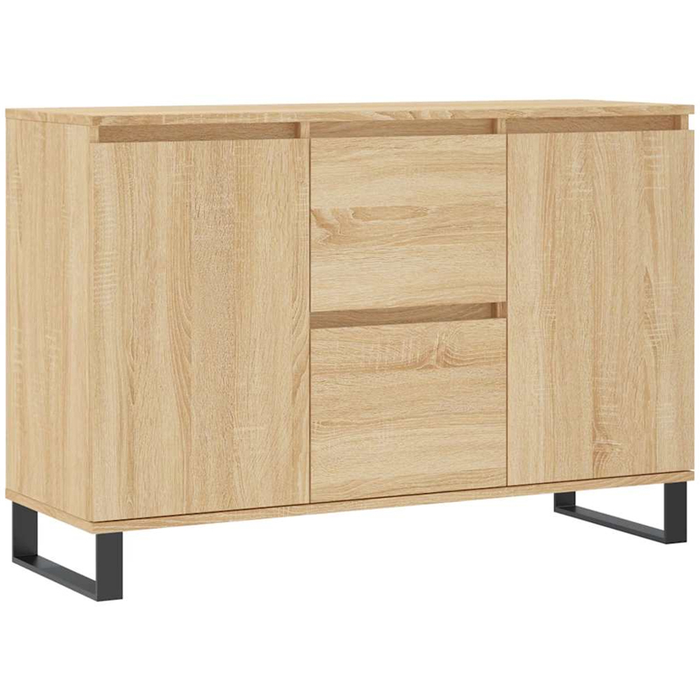 vidaXL 2 Door 2 Drawer Sonoma Oak Sideboard with Metal Legs Image 2