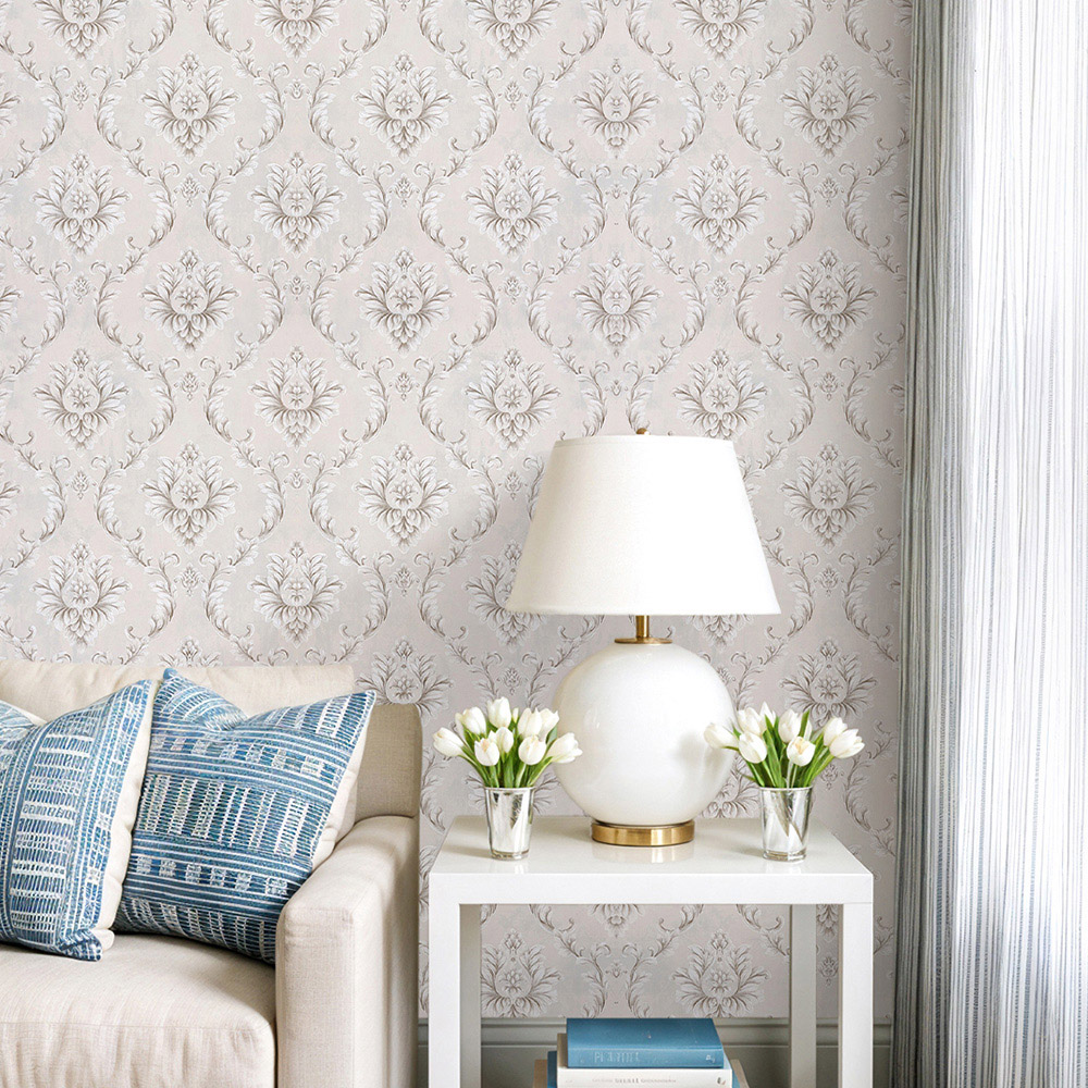 Living and Home Textured 3D Embossed Brownish Grey Non-Pasted Non-Woven Wallpaper Image 6