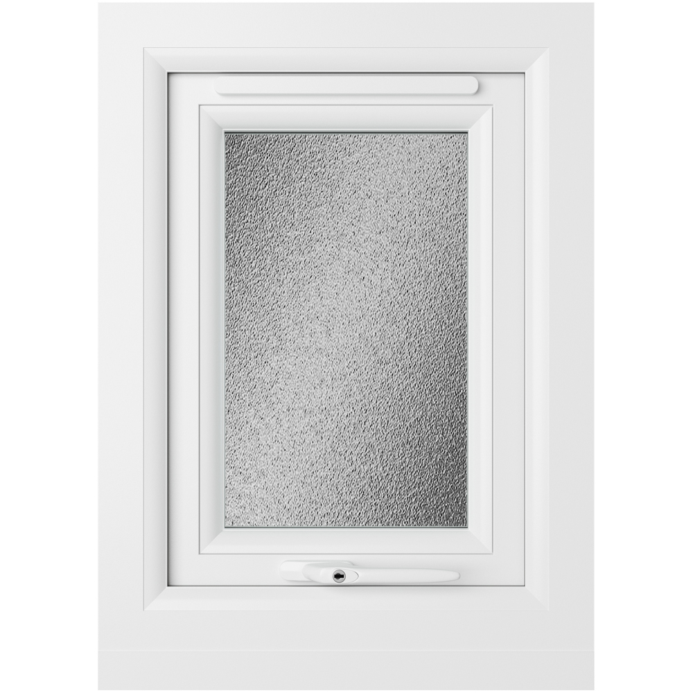 Crystal uPVC Double Glazed Window Top Hung Opener Grey White Obscure Glass 440x610mm Image 2