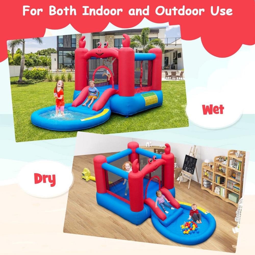 Costway Inflatable Red Crab Themed Water Slide Park Image 8