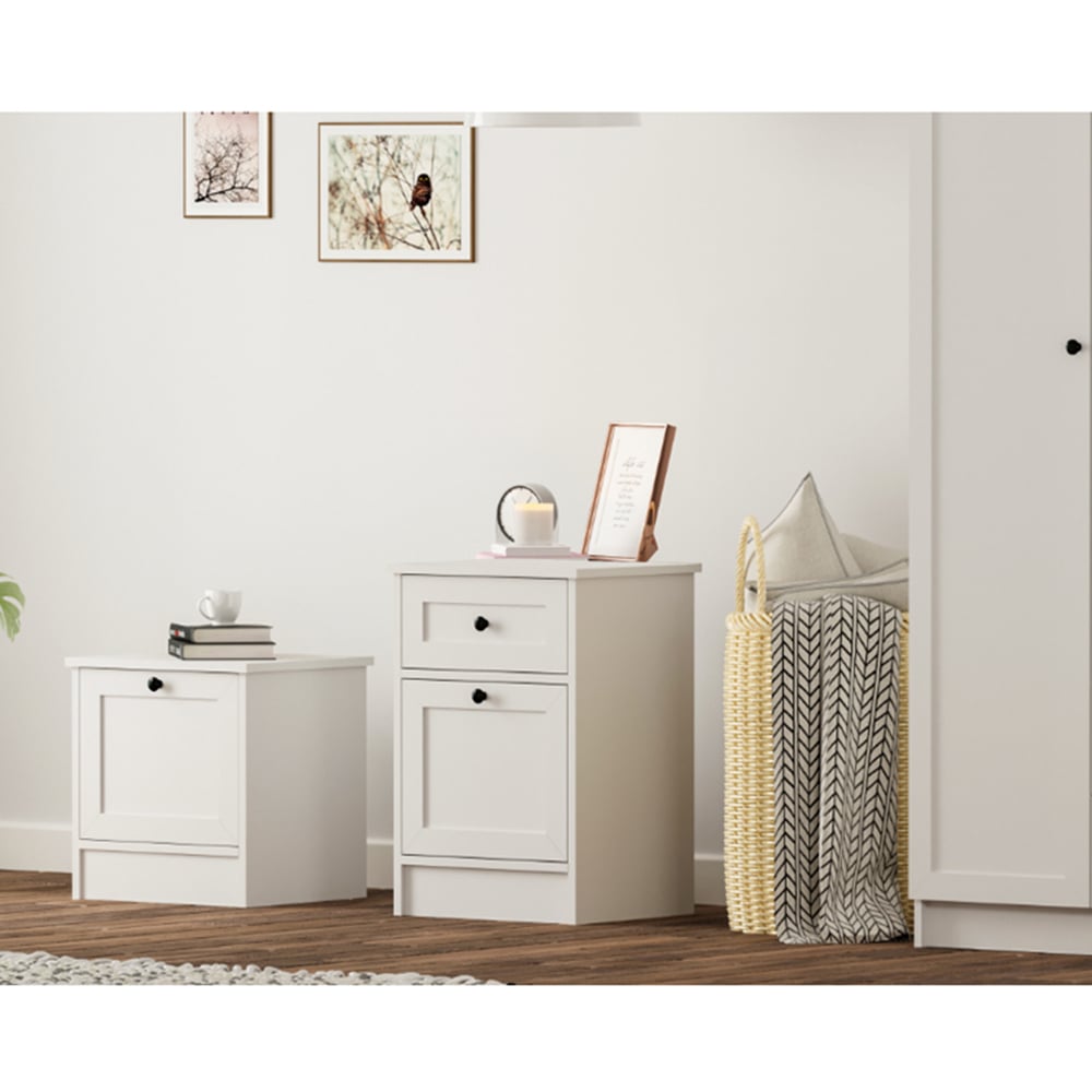 Evu DAISY Single Door Single Drawer White Bedside Table Image 7