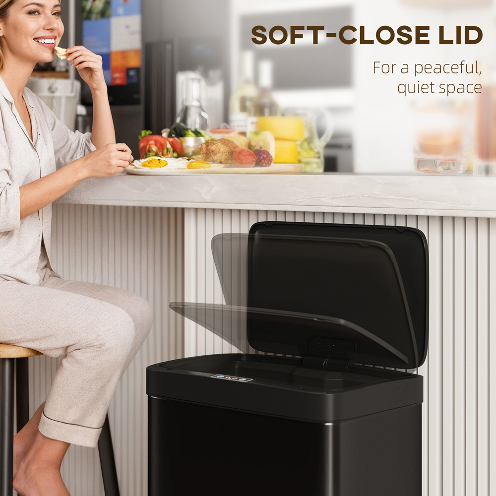 HOMCOM Black Automatic Sensor Bin with Soft-Close Lid 45L Image 7