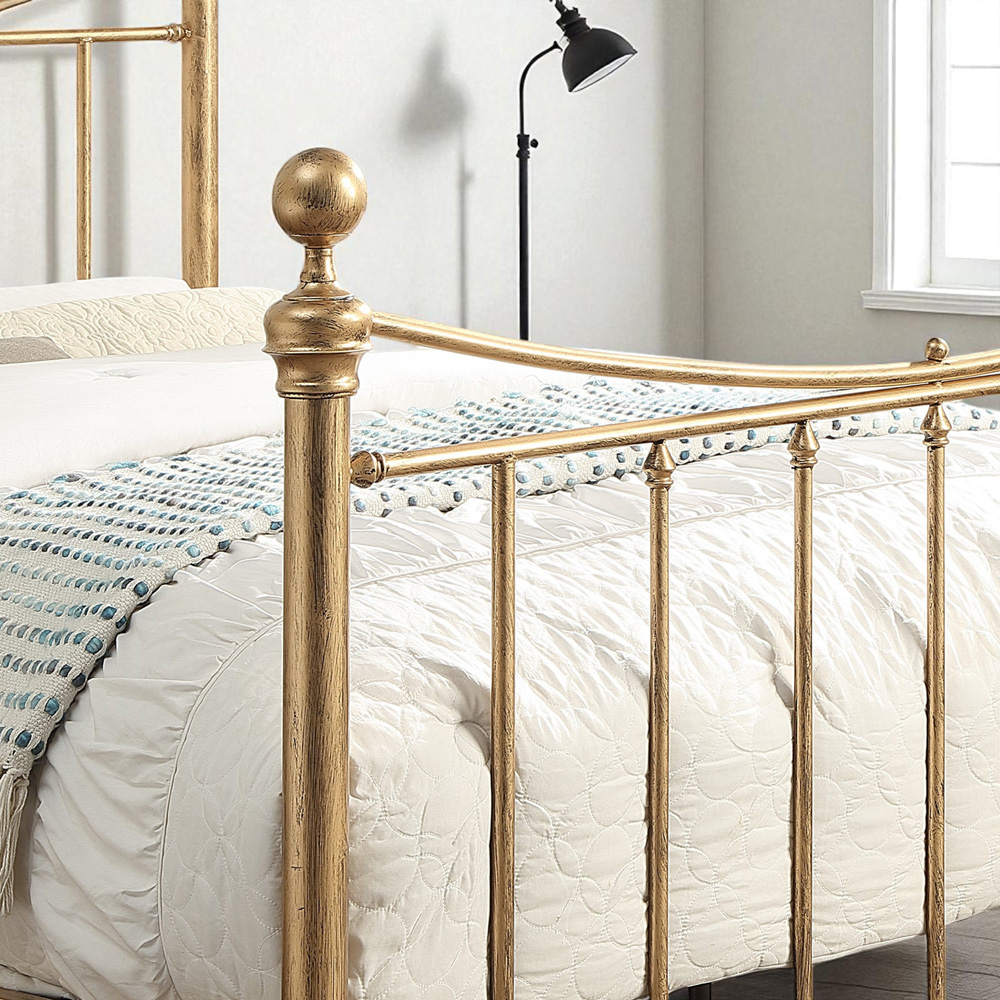 OAT Home Hampstead Small Double Antique Brass Effect Metal Bed Image 4