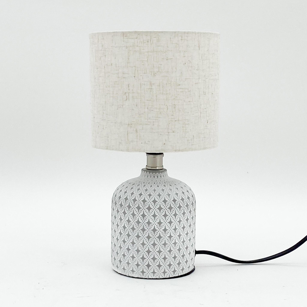 Acacia Home White Shade Grey Ceramic Table Lamp Image 3