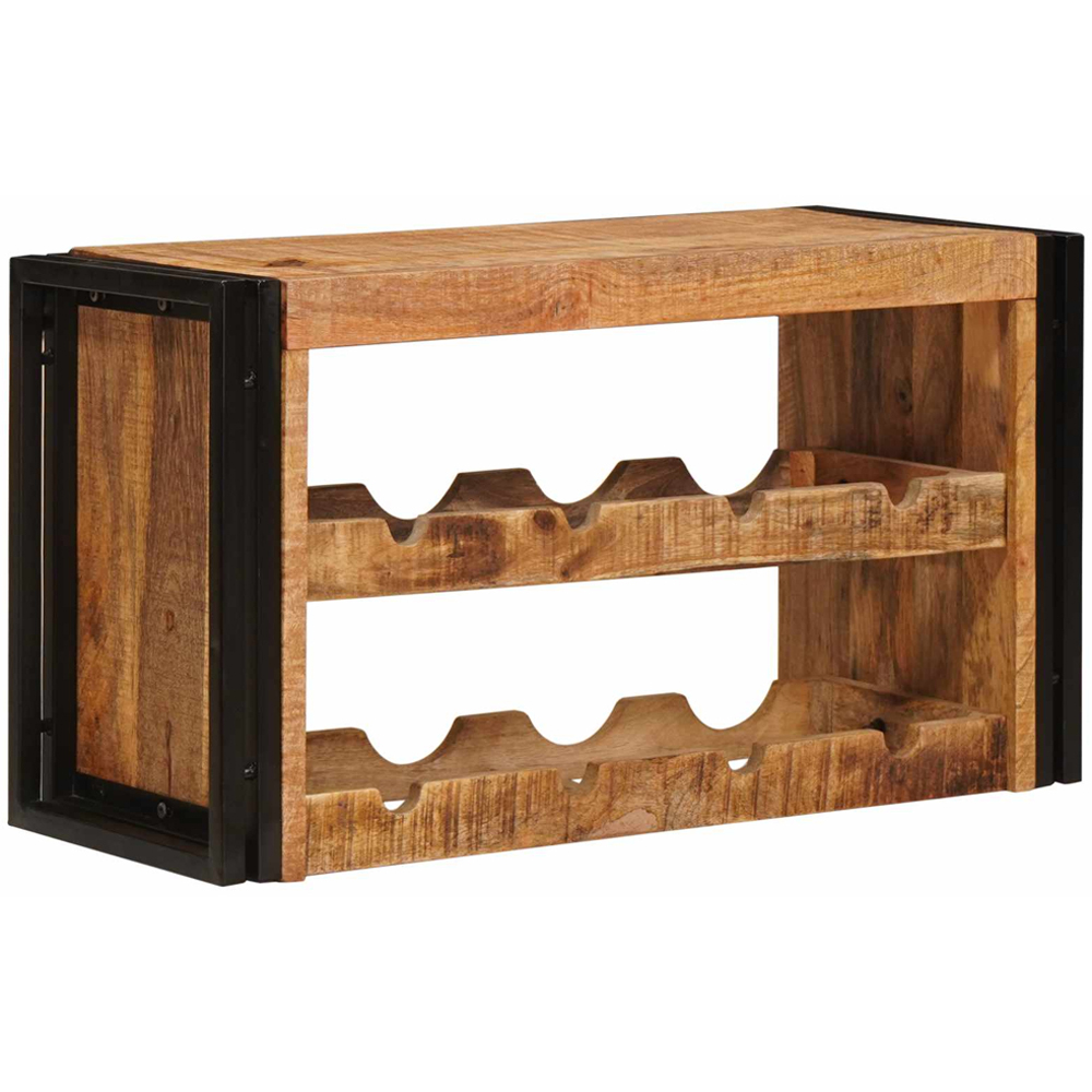 vidaXL 8 Bottle Brown Solid Rough Mango Wood Wall Mounted Wine Rack Image 5