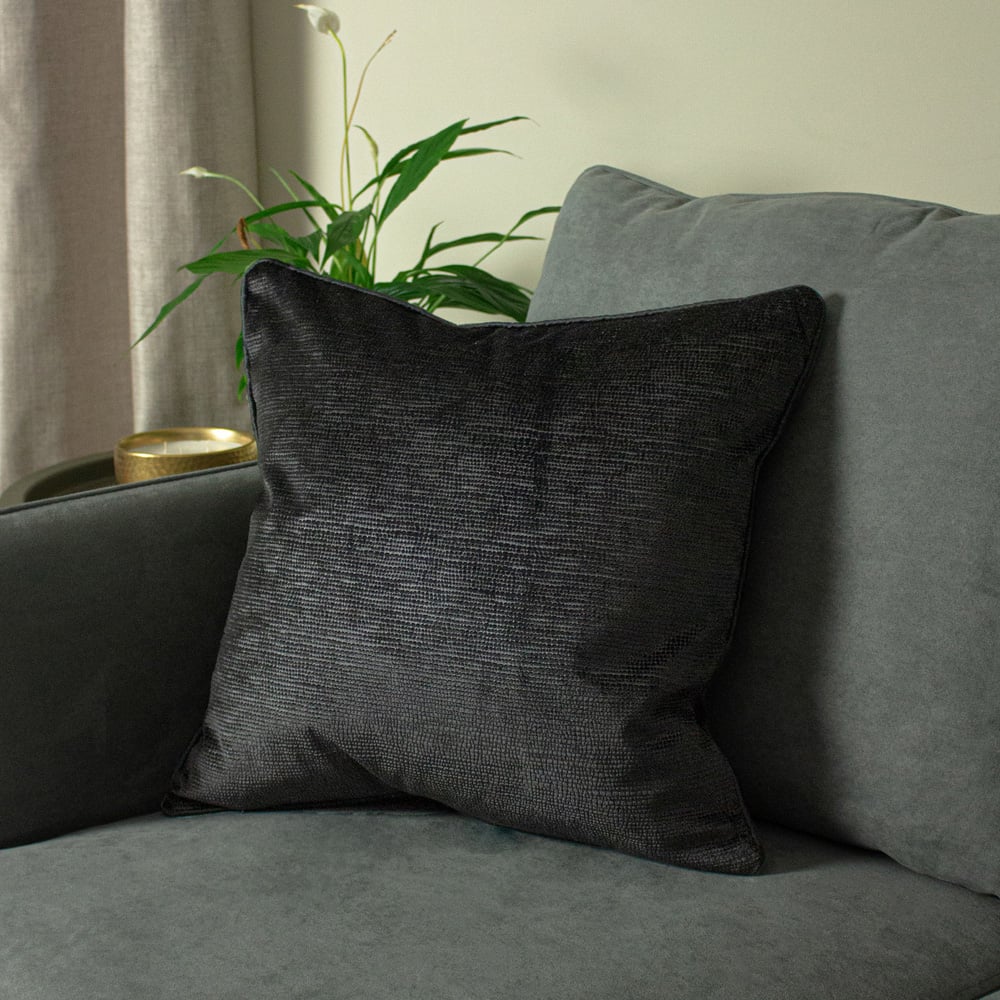 Paoletti Stella Black Textured Cushion Image 2