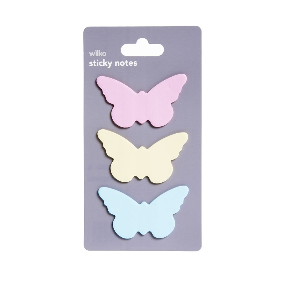 Wilko Butterfly Sticky Notes 3pk Wilko