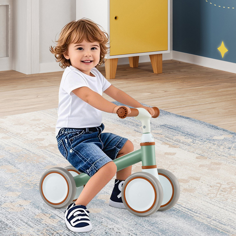 Costway Toddlers Green Balance Bike with Height Adjustable Handle and Seat Image 2