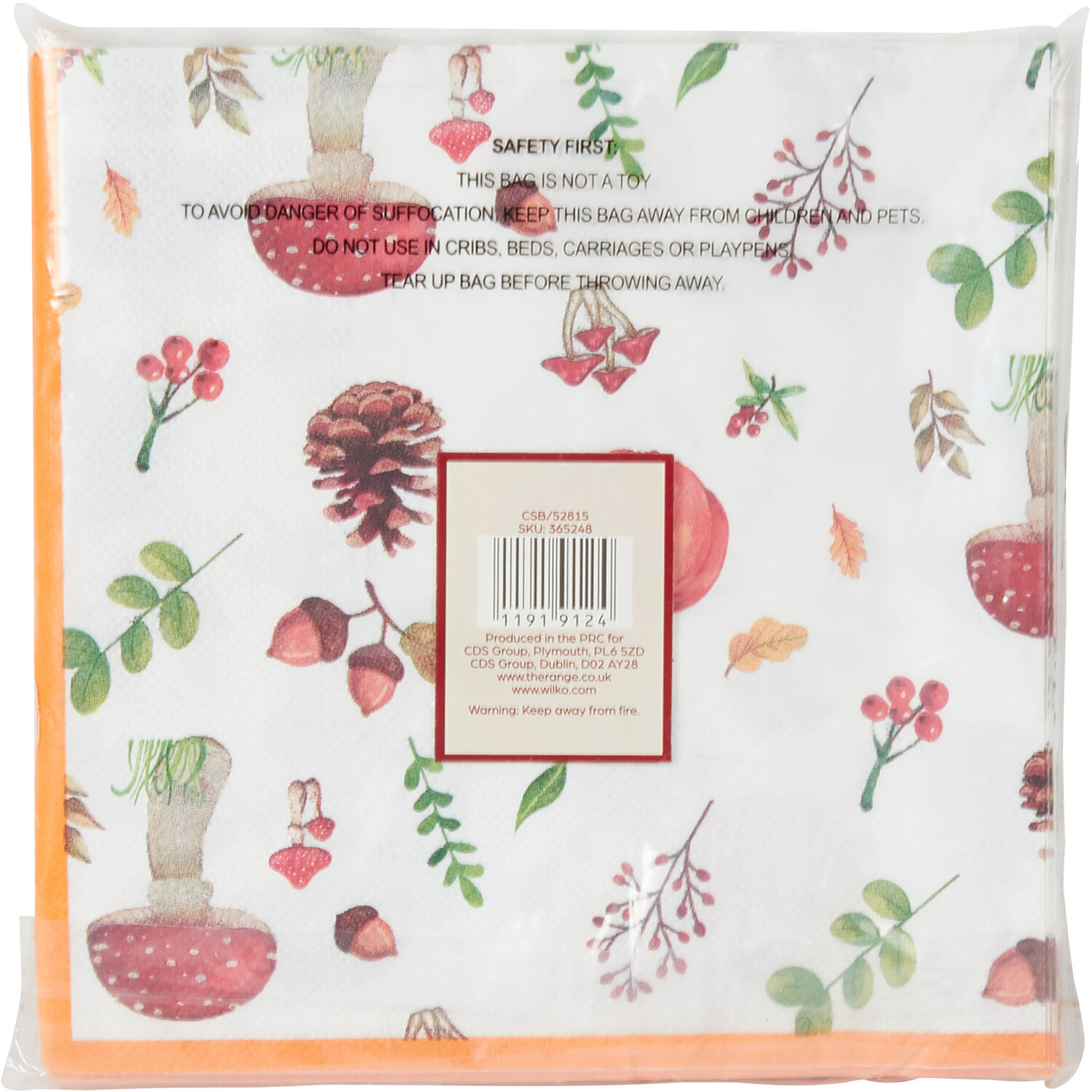 The Fall Collection Pack of 16 Autumn Woodland Napkins - White Image 2