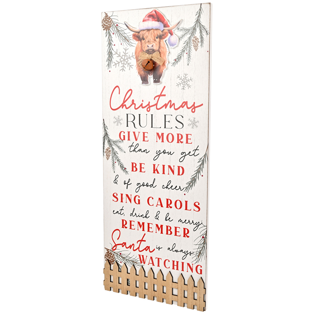 The Seasonal Gift Co. Highland Cow Christmas Rules Plaque Image 2