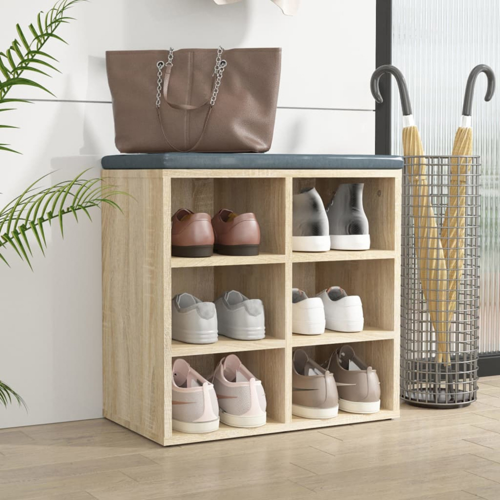 vidaXL 6 Shelf Sonoma Oak Shoe Cabinet Image 7