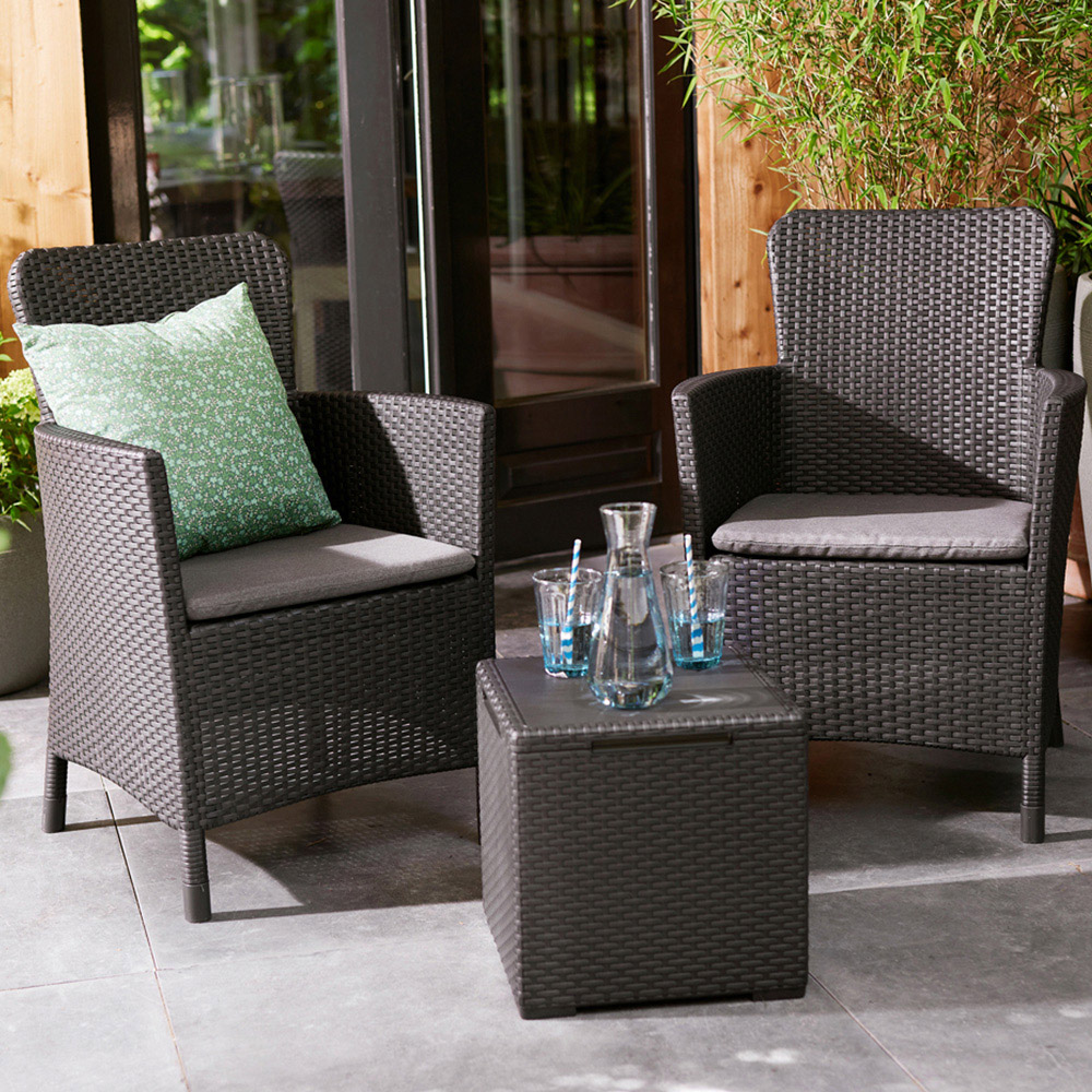 Keter Miami Vigo 2 Seater Graphite Balcony Sofa Set Image 1