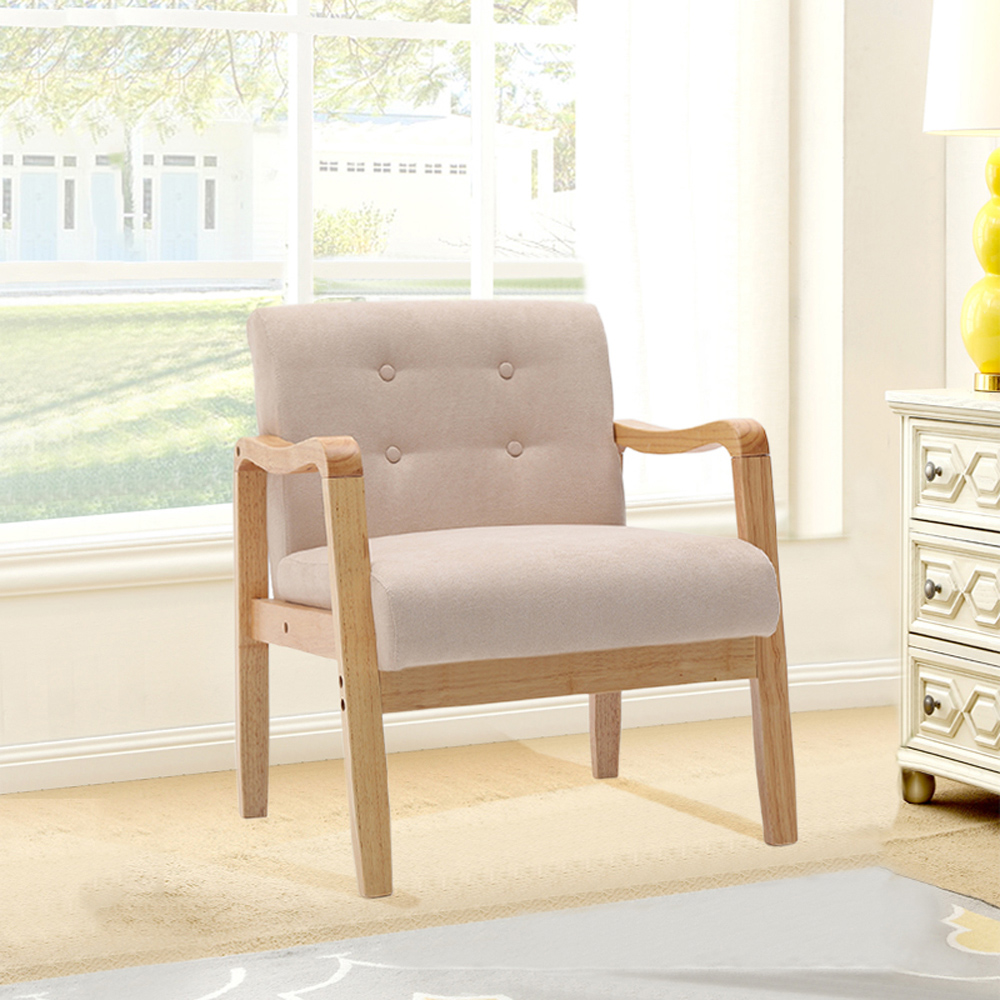 Living and Home Beige Tufted Armchair Image 8