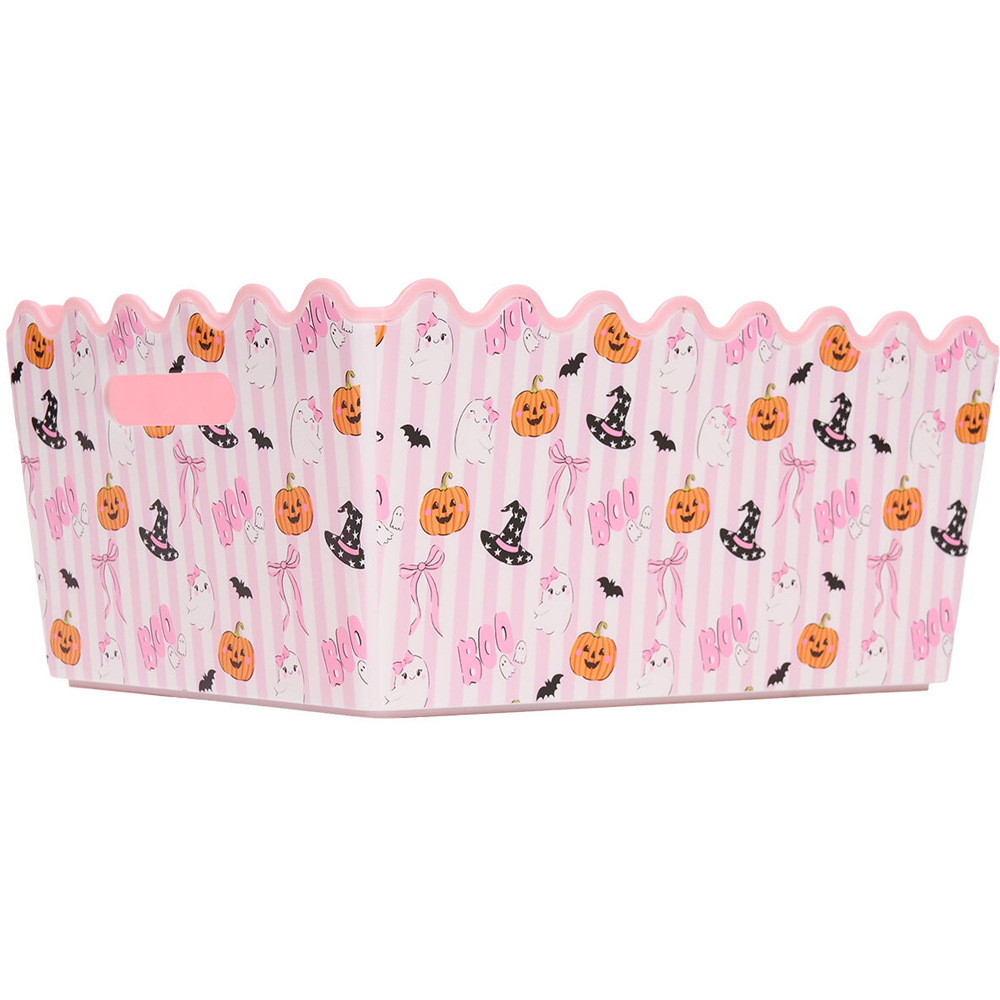 Halloween Wave Printed Storage Basket Pink Image 1