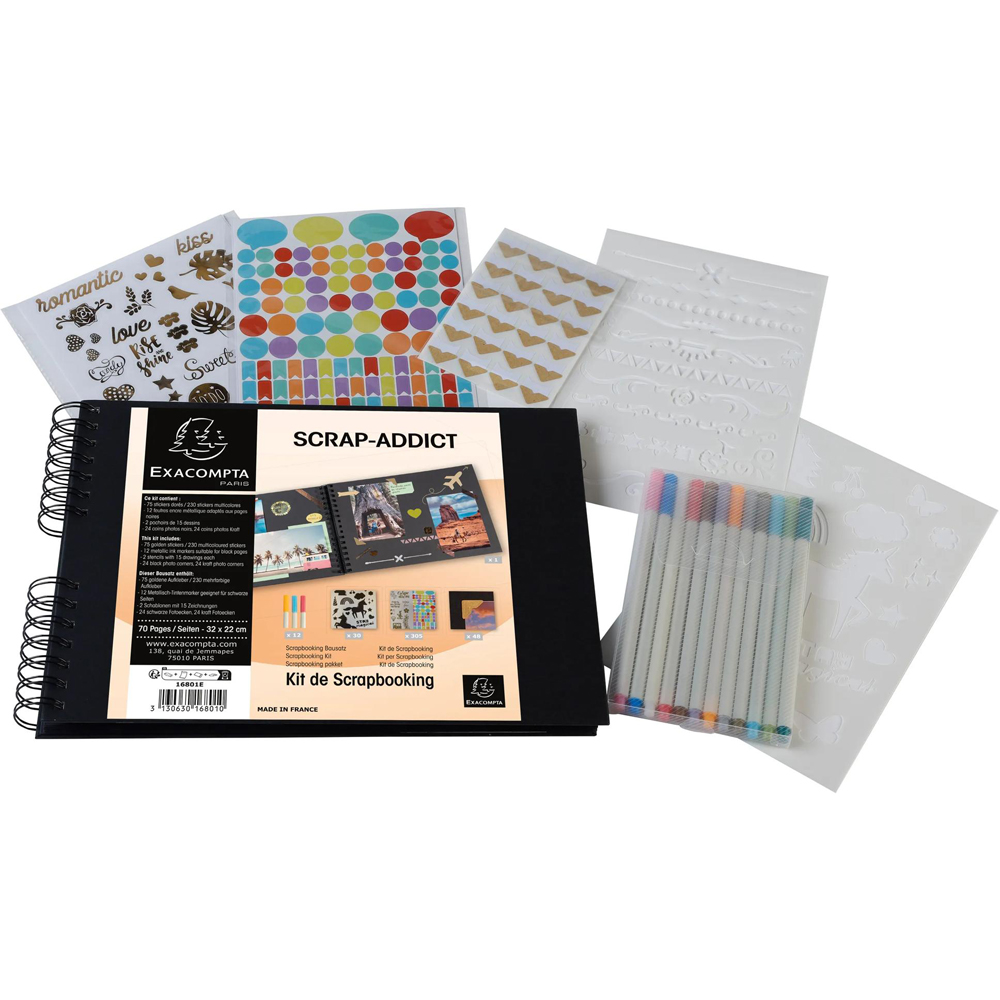 Exacompta Scrap-Addict Black Spiral Scrapbook Kit 70 Pages 210 Photos Image 4
