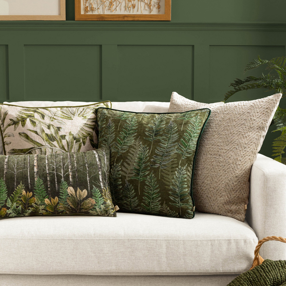 Wylder Nature Kielder Forest Sherwood Printed Velvet Cushion 43 x 43cm Image 6