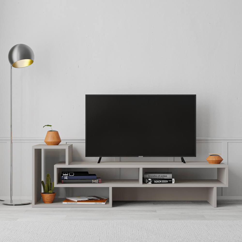 Decortie Tetra Mocha Grey Multimedia Centre TV Unit with Shelves Image 6
