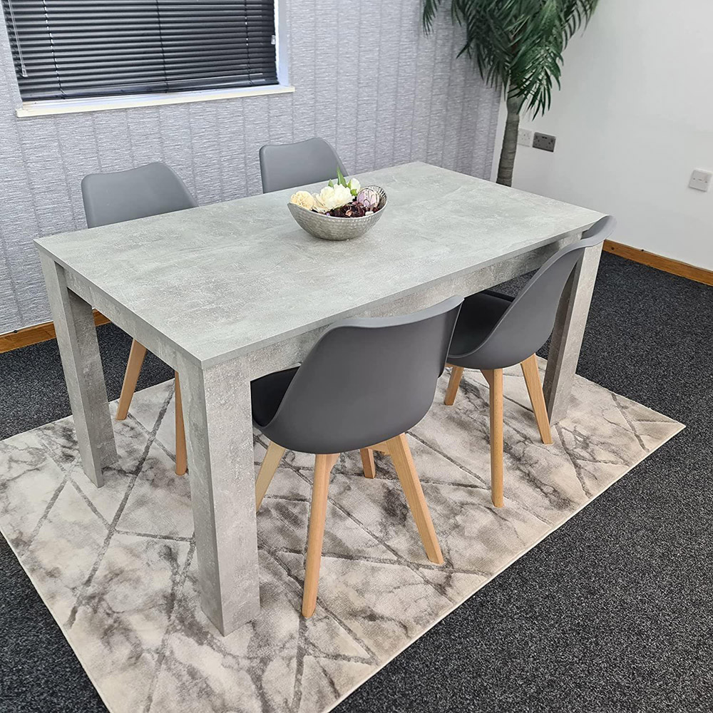 Portland Plastic Leather 4 Seater Dining Set Stone Grey and Grey Image 5