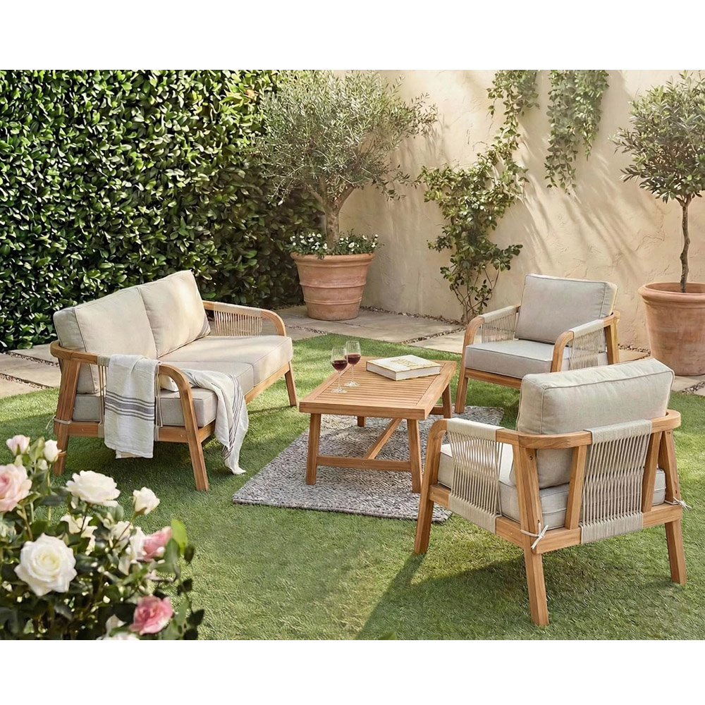 Thompson & Morgan Aspen 4 Seater Acacia Lounge Set Image 7