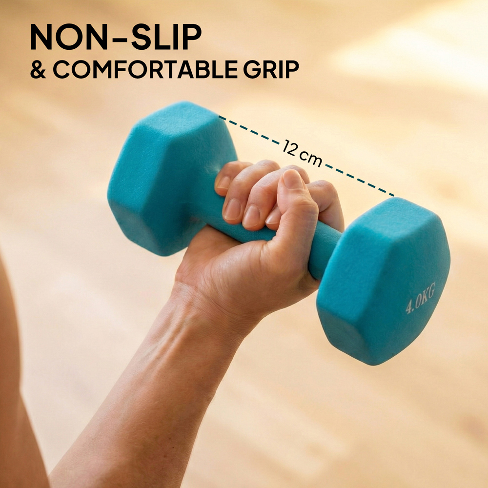 SPORTNOW Multicolour Hex Dumbbell Set with Rack 20kg 8 Pack Image 4