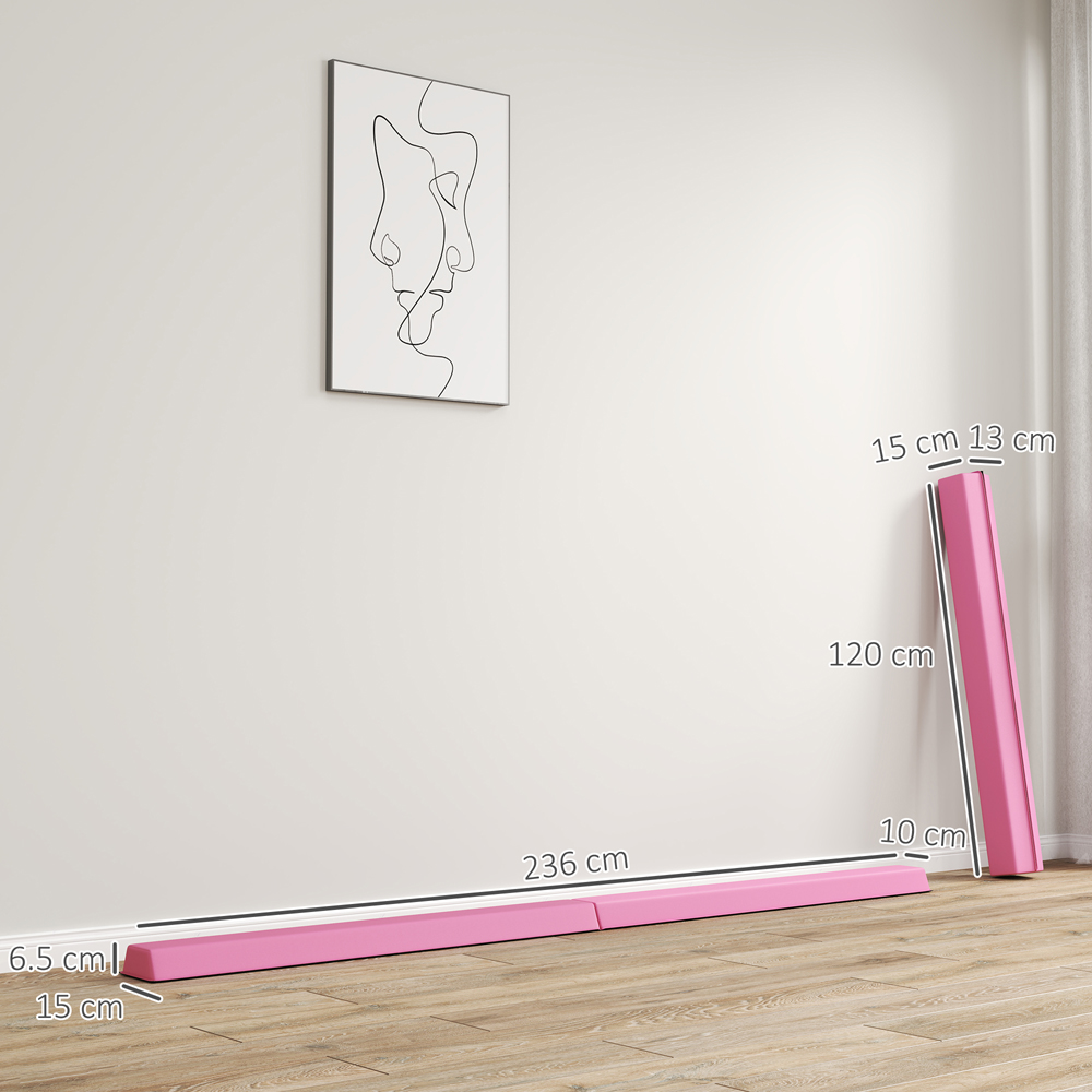 SPORTNOW Pink Foldable Gymnastics Balance Beam with Anti-Slip Base 235cm Image 9