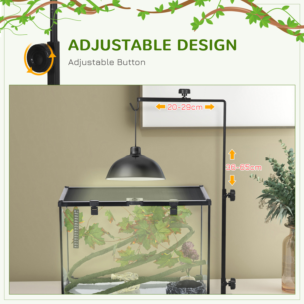 PawHut Reptile Lamp Stand with Base Hook Image 5