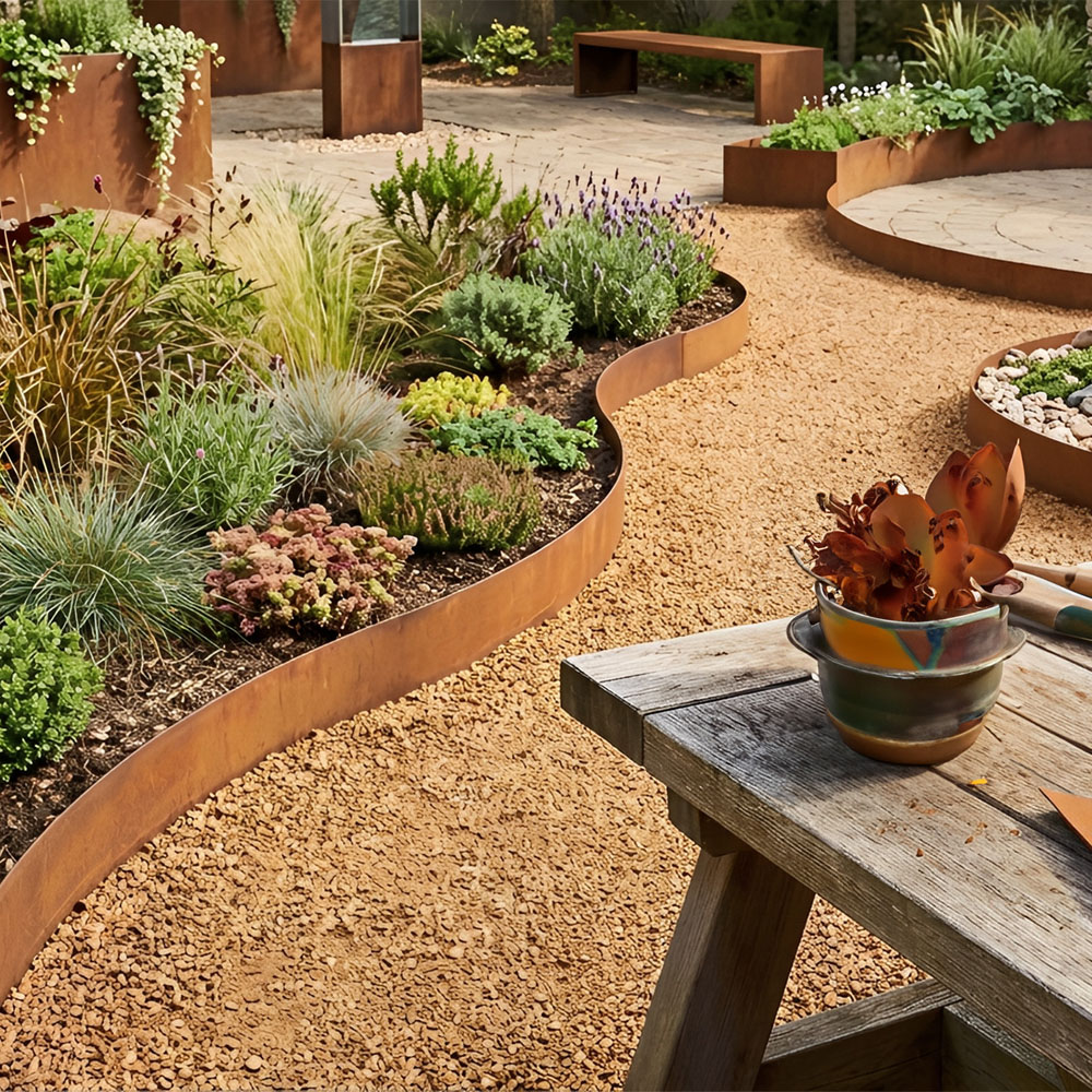 Living and Home 10m x 14cm Brown Metal Flexible Lawn Edging Image 6