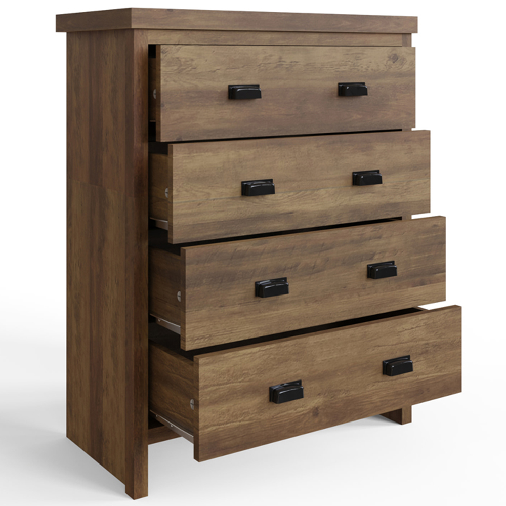 GFW Boston 4 Drawer Knotty Oak Chest of Drawers Image 3