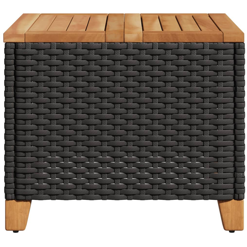 Walplus Black Poly Rattan Acacia Wood Top Garden Coffee Table Image 5