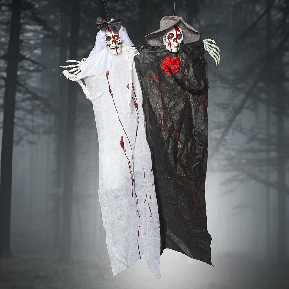Shatchi  Halloween Sensor-Activated Skeleton Pair Flying Scary Decor Image 2