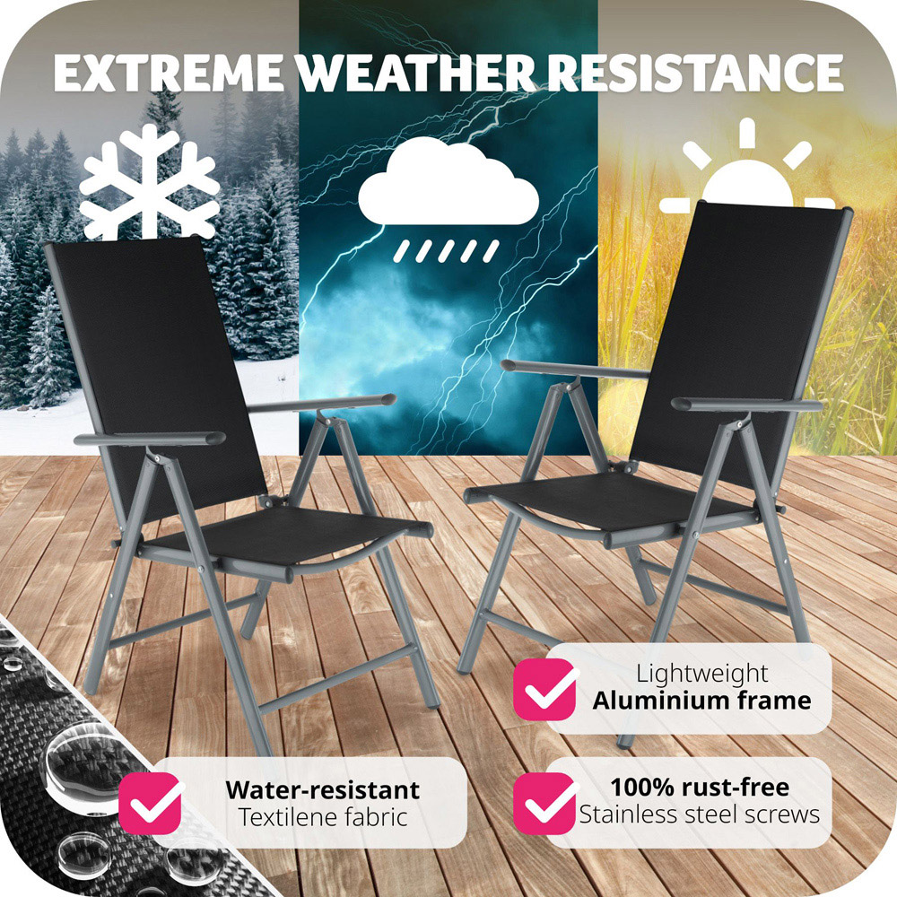 tectake Marilena 2 Piece Anthracite Adjustable Garden Chair Set Image 5