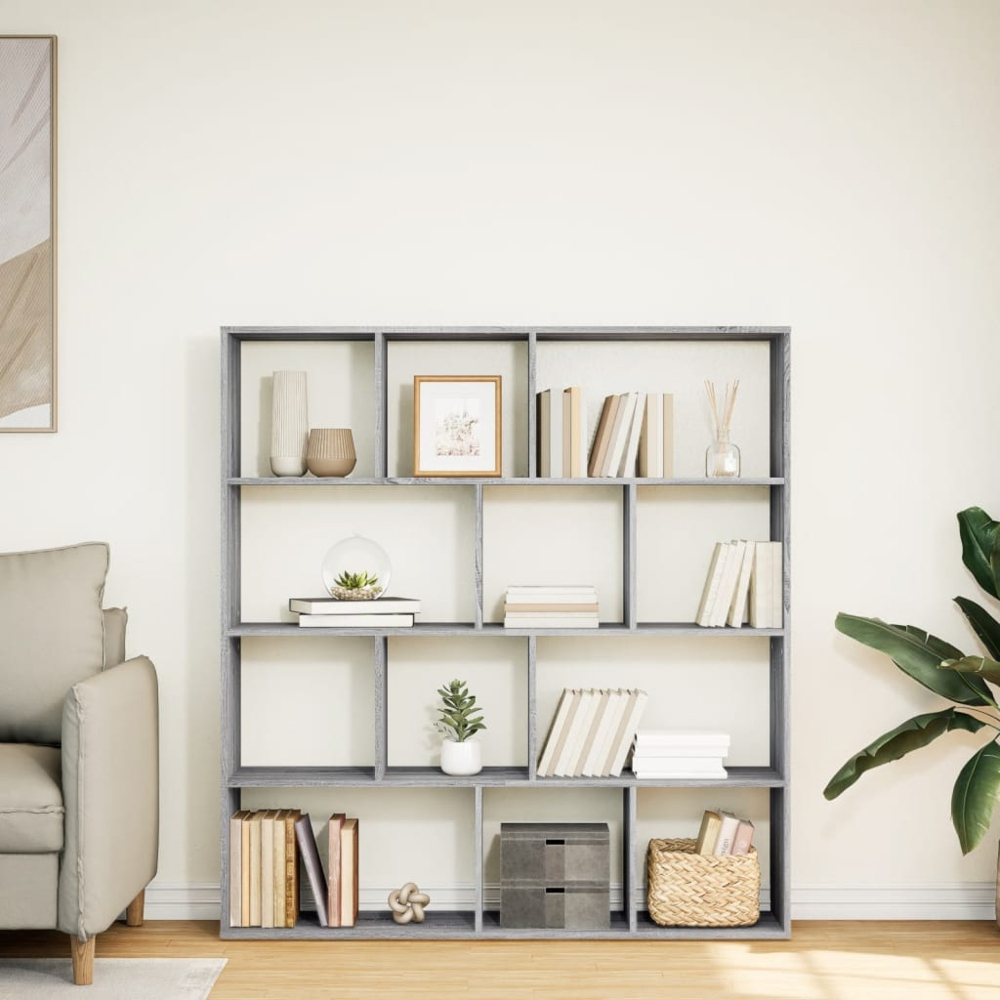 vidaXL 12 Shelf Grey Sonoma Bookcase Image 9