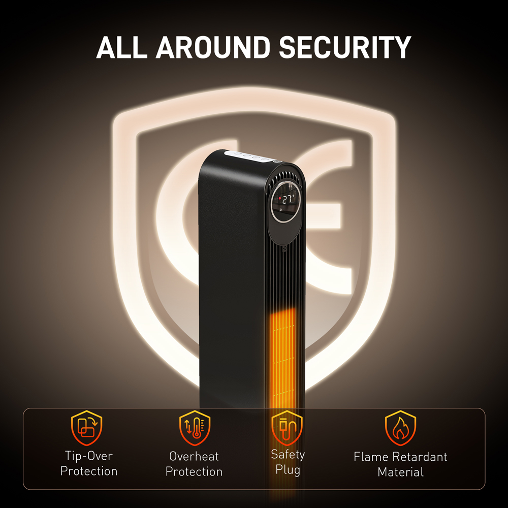 HOMCOM Black Ceramic Electric Fan Space Heater 2000W Image 3