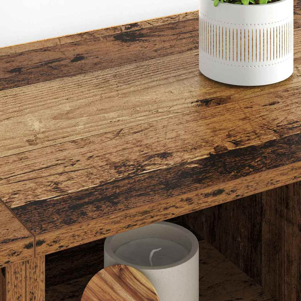 vidaXL 2 Door 2 Shelf Old Wood Compact Sideboard Set of 2 Image 4