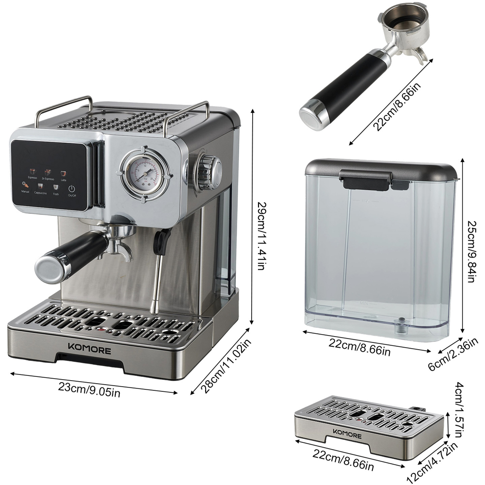 Living and Home EK110023 1.5L Espresso Machine with Pressure Gauge 350W Image 8