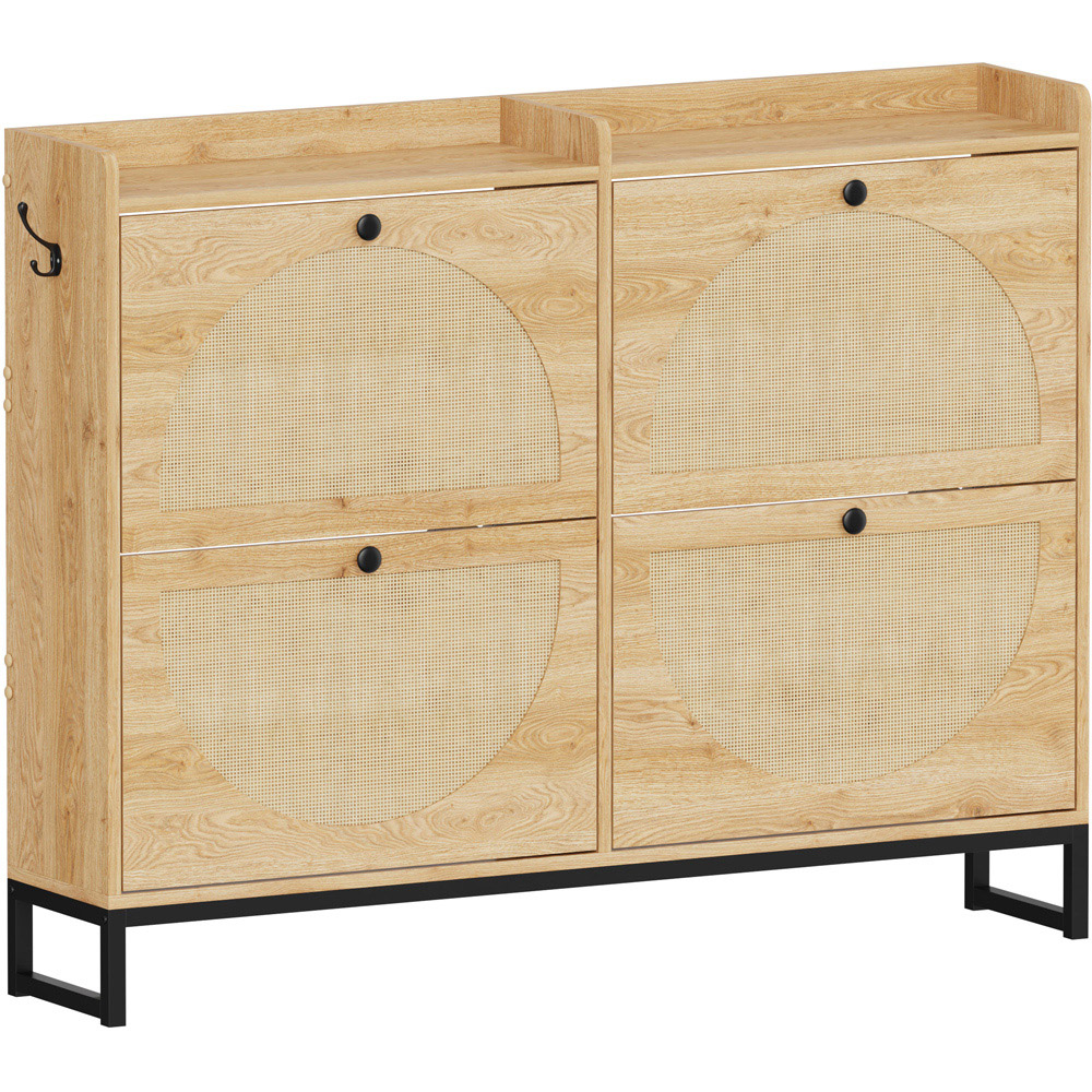 FurnitureHMD 4 Door Natural Rattan Shoe Storage Cabinet Image 2
