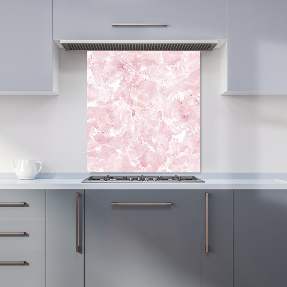 Warren Reed Designer Polished Pink Quartz Effect Glass Kitchen Splashback 65 x 70cm Image 1
