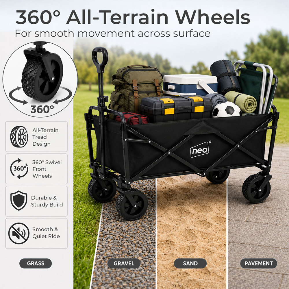 Neo Direct 140L Black Heavy Duty Folding Garden Trolley Cart Image 8