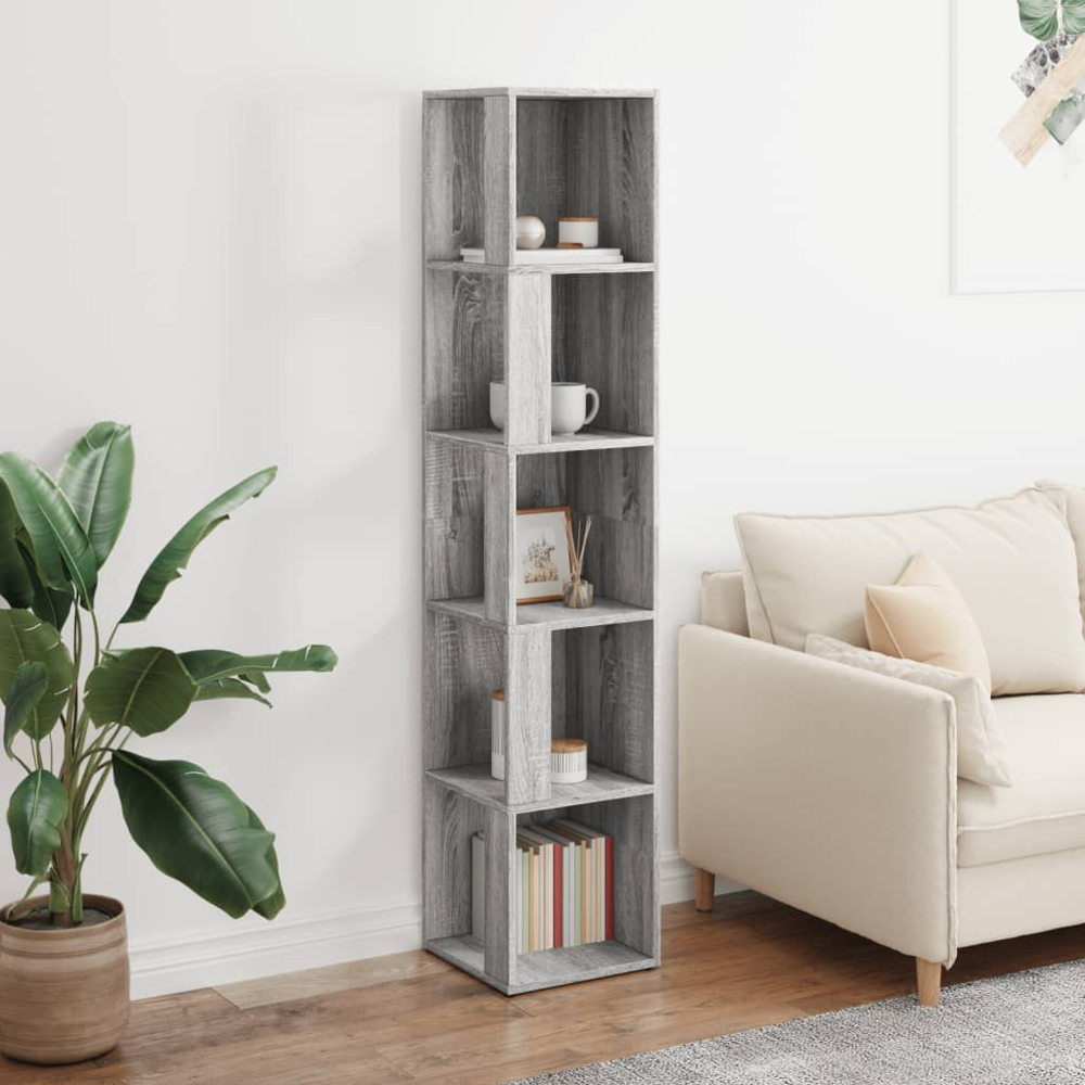 vidaXL 5 Shelf Grey Sonoma Corner Cabinet Image 6