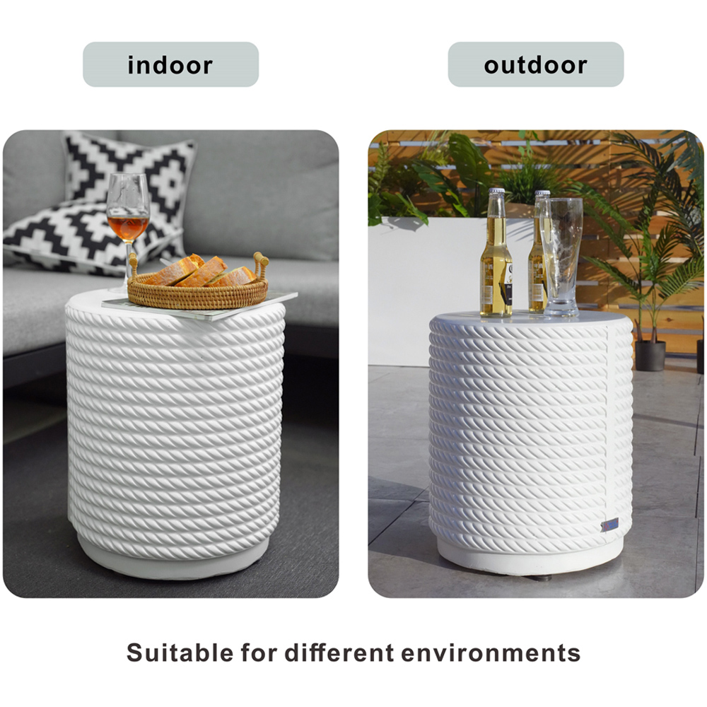 Direct Wicker White Textured Round Side Table Image 6