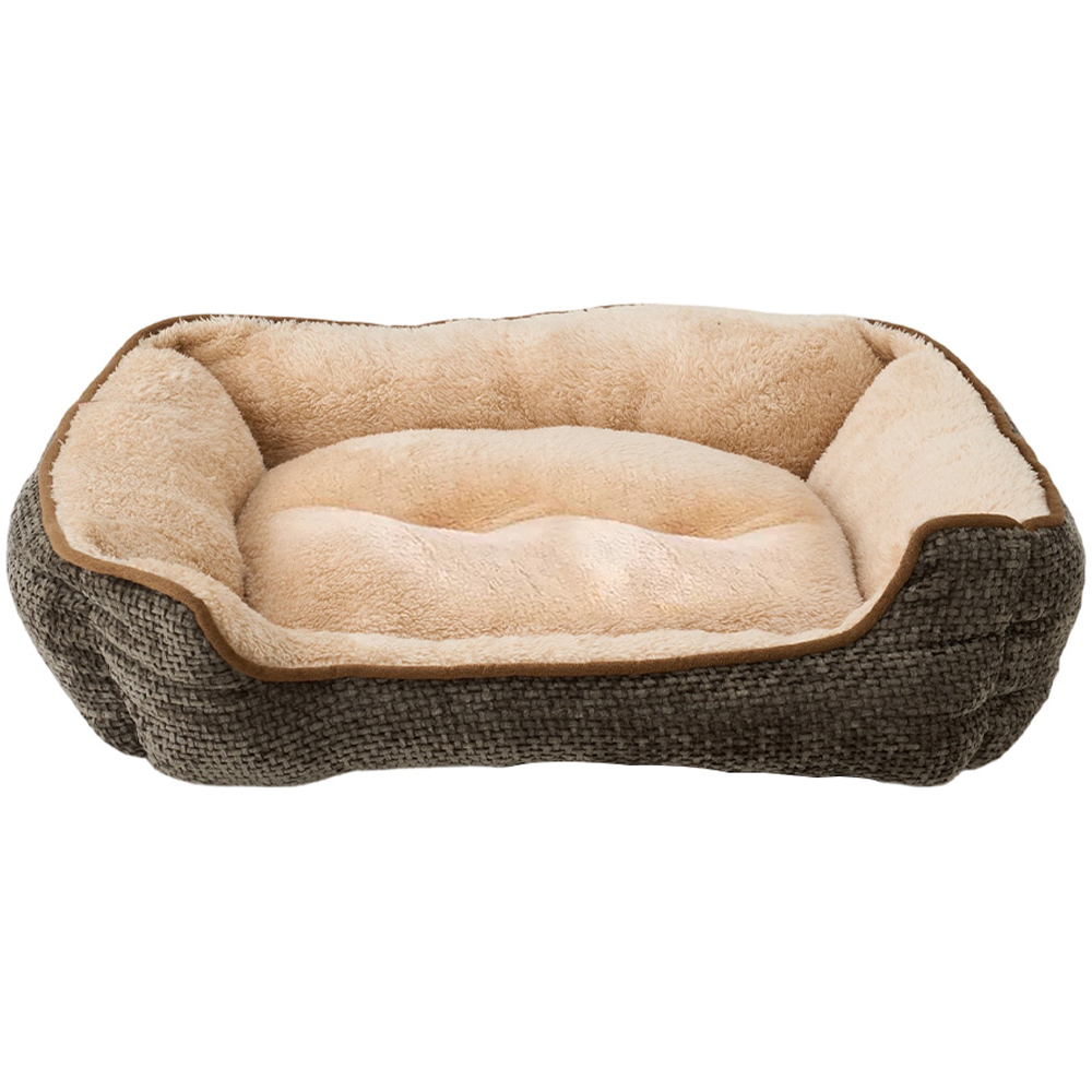 H&O Direct 70cm Brown Ultra Soft Chenille Dog Bed with Anti-Slip Bottom Image 1