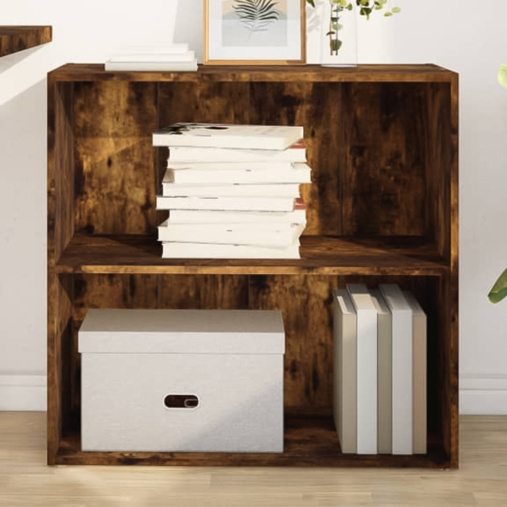 vidaXL 2 Shelf Smoked Oak Bookcase Image 1