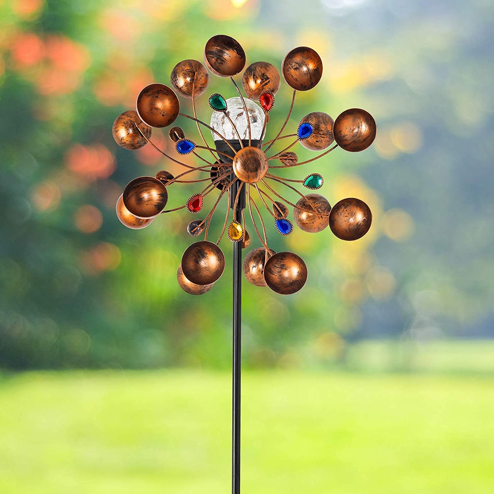 wilko Jewel Wind Spinner Crackle Ball LED Solar Ornament Light Image 2