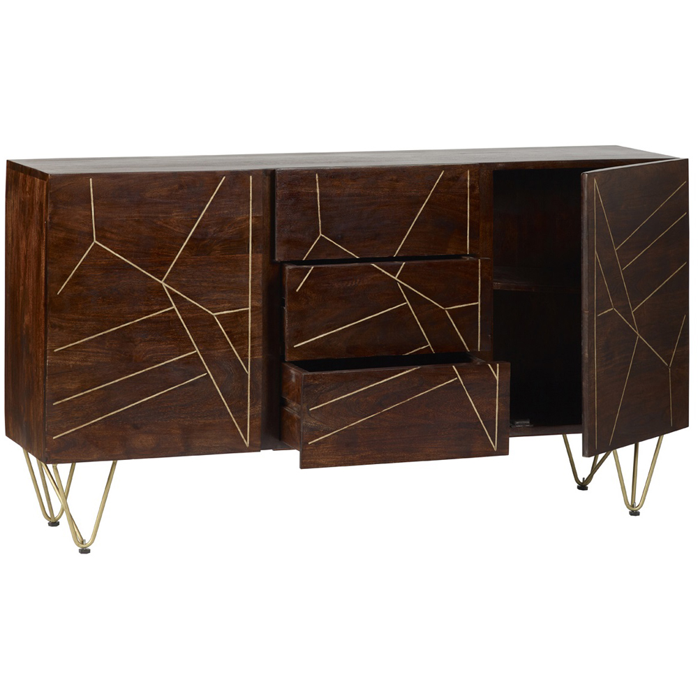 Brooklyn Ozella 2 Door 3 Drawer Dark Gold Extra Large Sideboard Image 4