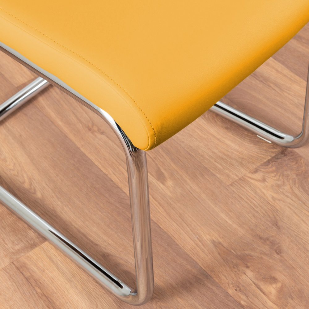 Furniturebox Copeland Fontana Marble Effect 6 Seater Dining Set White Mustard and Chrome Image 8