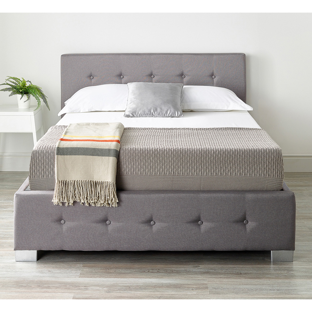 Aspire Double Grey Linen End Lift Ottoman Storage Bed Image 2