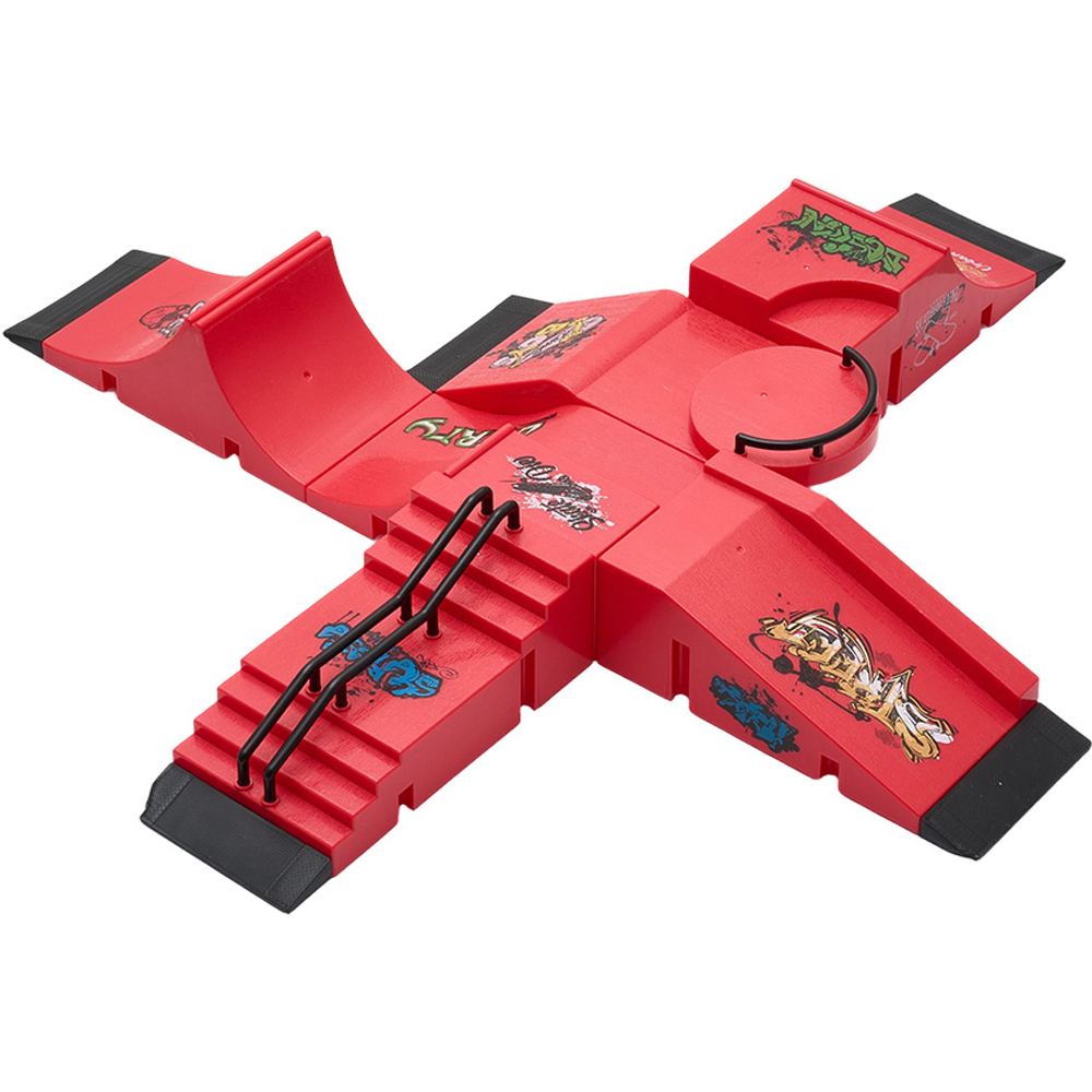 H&O Direct Red Finger Skateboard Park Set with 6 Skateboards Image 2