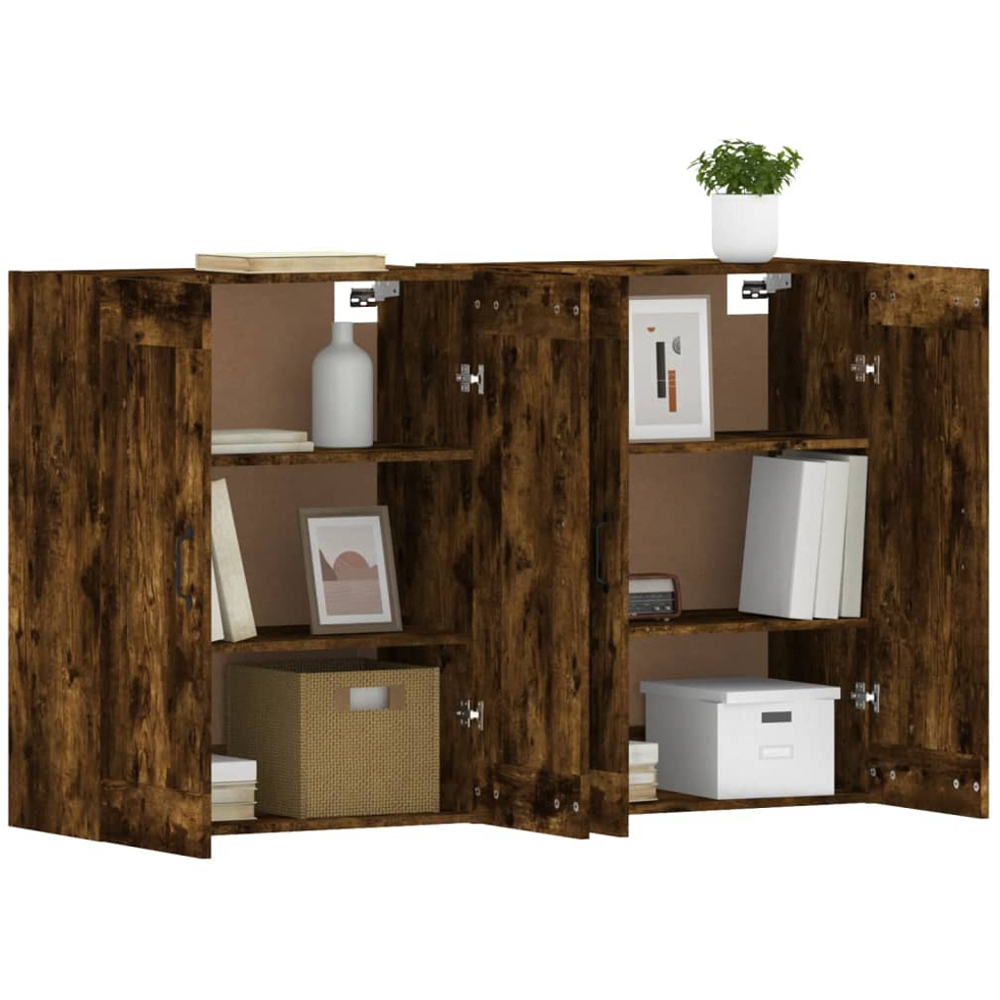 vidaXL 2 Door Smoked Oak Wall Mounted Cabinet Set of 3 Image 4